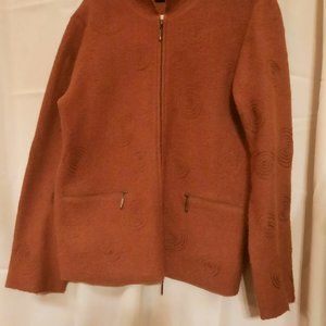 Carole Little 100% Wool Swirl Pattern Cute Cardigan